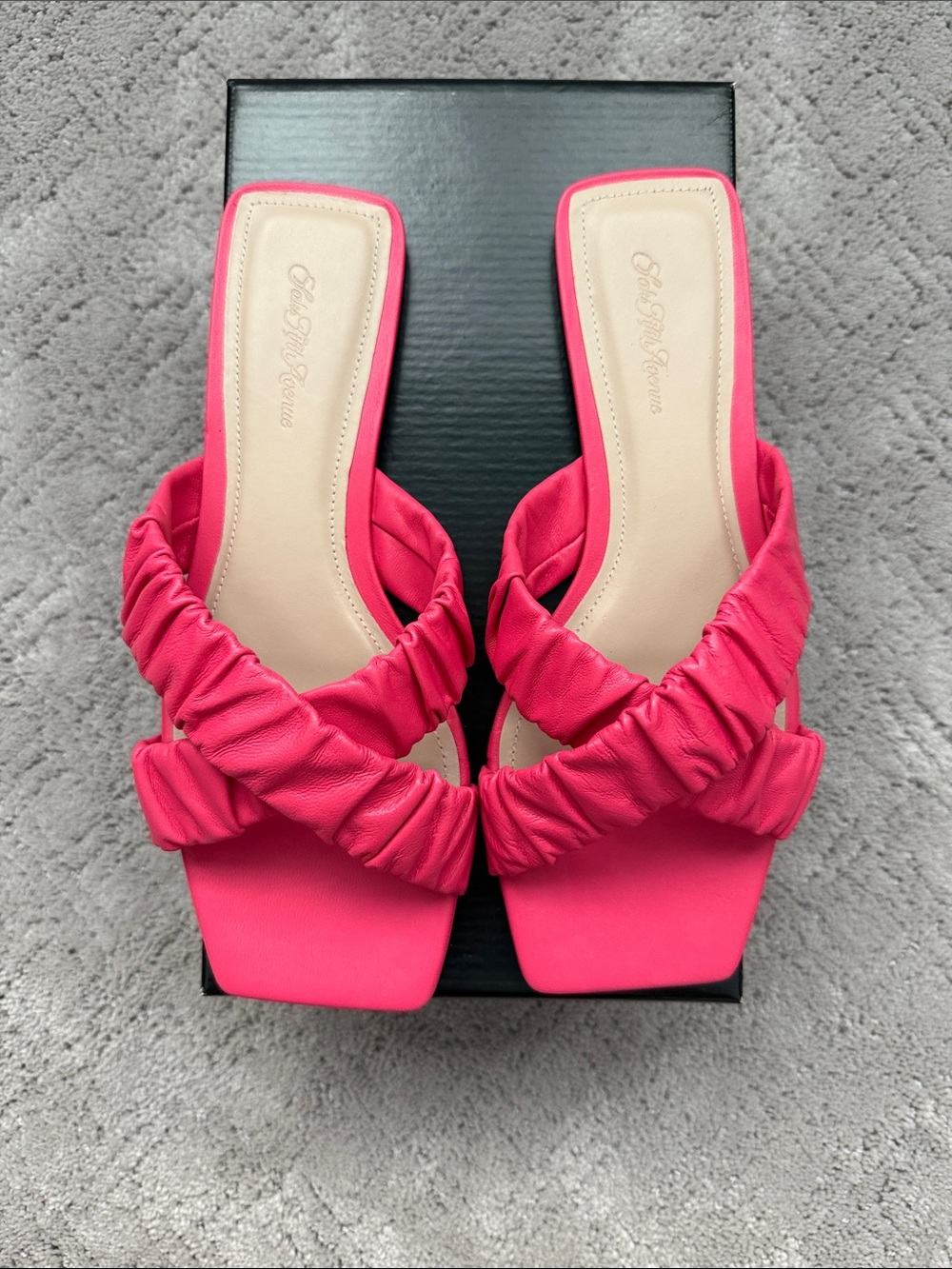 Saks Fifth Avenue Magenta Ruched Slide Mules